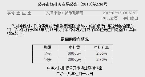 最新央行今日逆回购操作分析